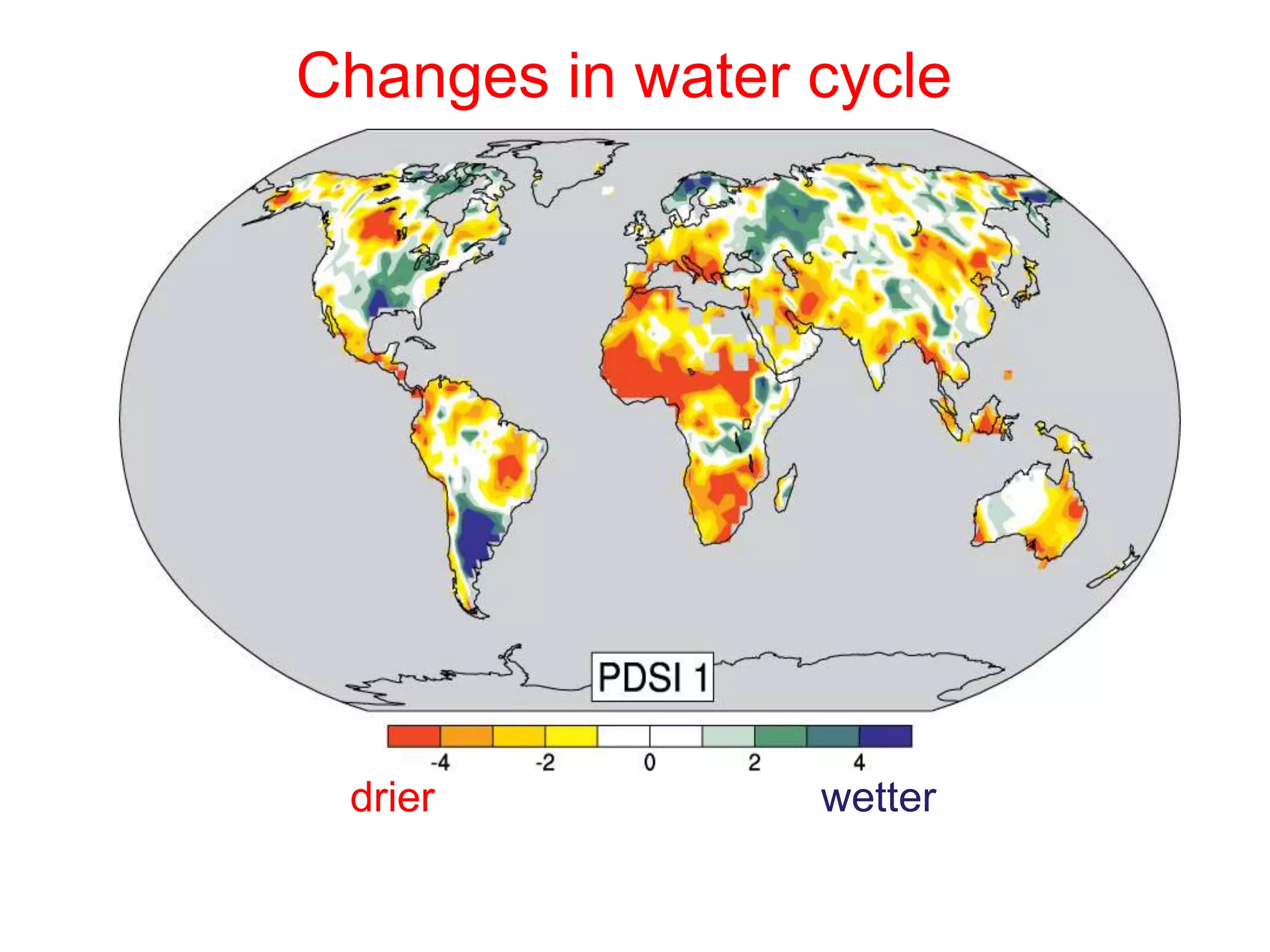 Changes in water cycle
drier wetter
 