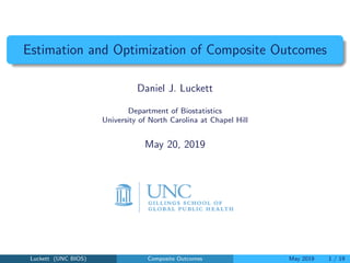 Estimation and Optimization of Composite Outcomes
Daniel J. Luckett
Department of Biostatistics
University of North Carolina at Chapel Hill
May 20, 2019
Luckett (UNC BIOS) Composite Outcomes May 2019 1 / 19
 