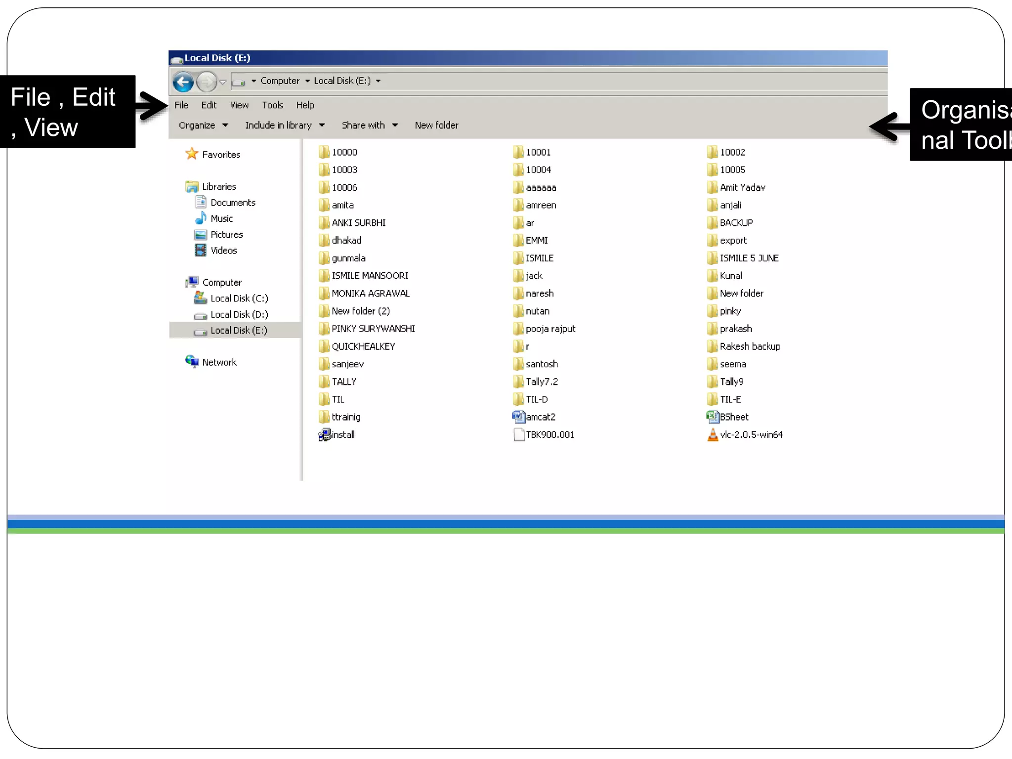 File , Edit
, View
Menu
Organisa
nal Toolb
 