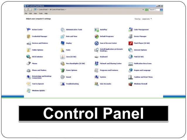 Presentation On My computer , Control Panel