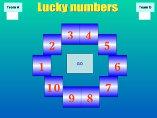 1 6 2 10 3 8 7 5 9 4 GO Lucky numbers 