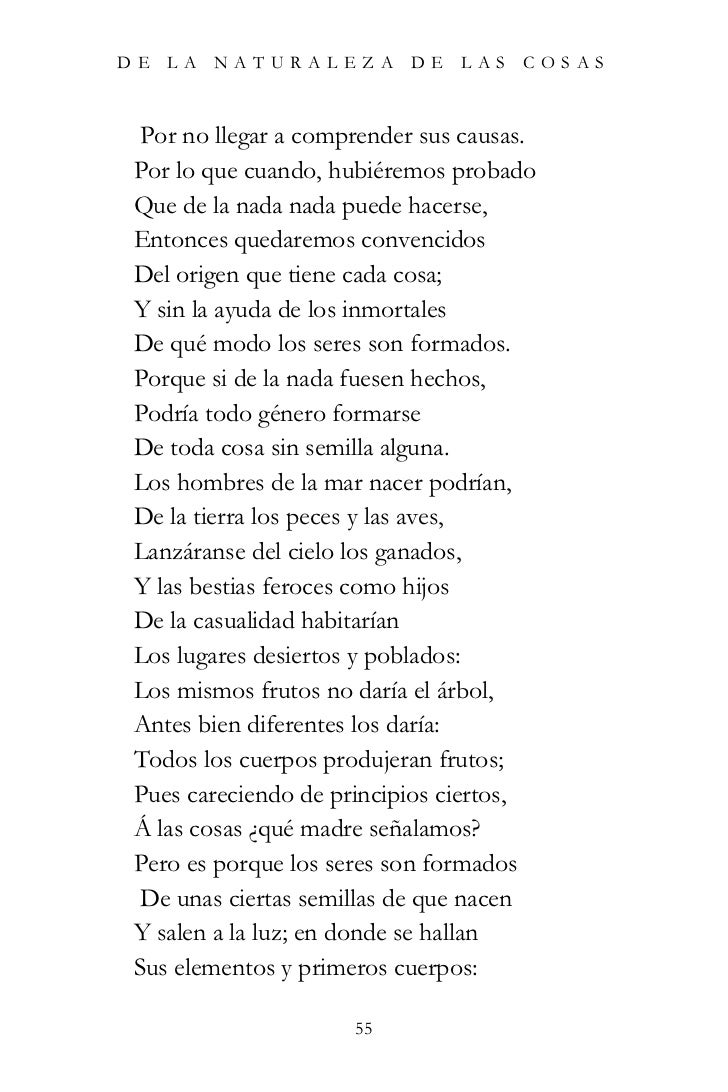 Lucrecio Sobre la naturaleza de las cosas Lucrecio Sobre la naturaleza de las cosas
