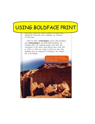 USING BOLDFACE PRINT
 