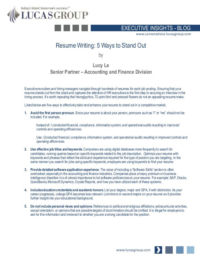 resume writing 5 ways to stand out resume stand out
