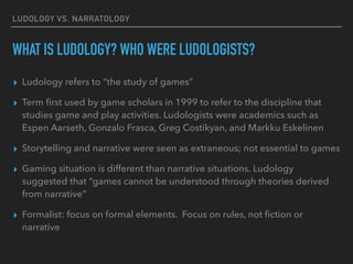 Ludology vs. Narratology | PDF | Video Game Genres | Video Gaming