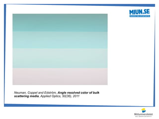 Neuman, Coppel and Edström, Angle resolved color of bulk
scattering media, Applied Optics, 50(36), 2011
 