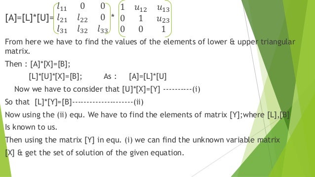 LU FACTORIZATION METHOD