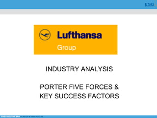 *ESG EXECUTIVE MBA B. NELZY M. NDIAYE N. SIE
INDUSTRY ANALYSIS
PORTER FIVE FORCES &
KEY SUCCESS FACTORS
 
