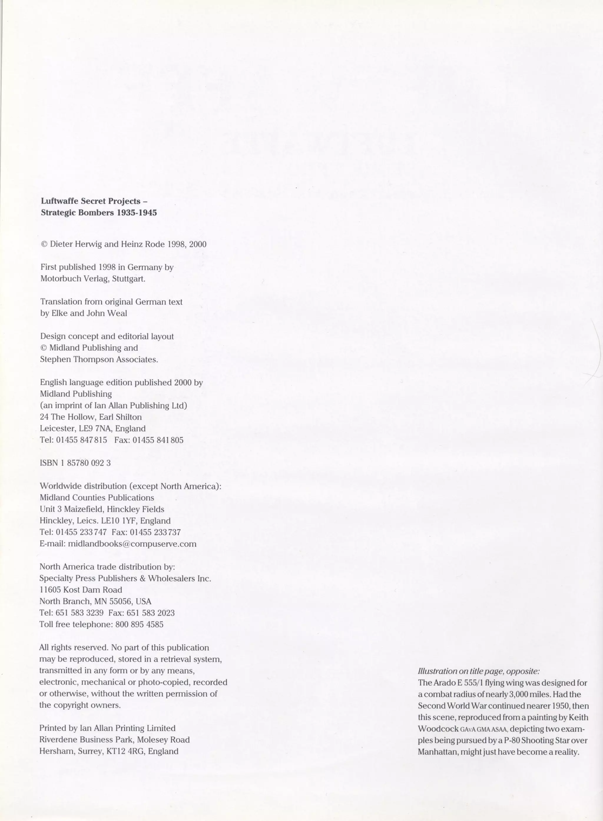 Luftwaffe: secret projects strategic bombers 1935-1945