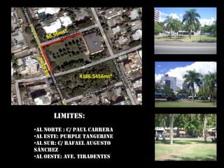 68.96mt²63.61mt²4386.5456mt²Limites:Al Norte : C/ Paul Cabrera