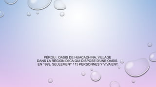 PÉROU : OASIS DE HUACACHINA, VILLAGE
DANS LA RÉGION D'ICA QUI DISPOSE D'UNE OASIS.
EN 1999, SEULEMENT 115 PERSONNES Y VIVAIENT.
 