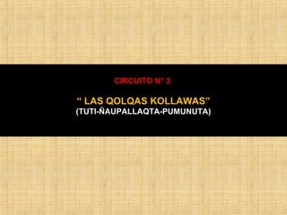 CIRCUITO N° 2 
“ LAS QOLQAS KOLLAWAS” 
(TUTI-ÑAUPALLAQTA-PUMUNUTA) 
 