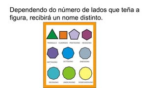 Dependendo do número de lados que teña a
figura, recibirá un nome distinto.
 