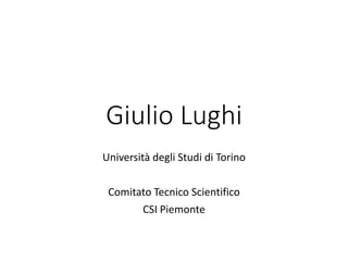 Giulio Lughi
Università degli Studi di Torino
Comitato Tecnico Scientifico
CSI Piemonte
 