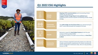 Q1 2022 ESG Highlights
20
Climate
Change
- Adopting TCFD recommendations and incorporating climate-
related risk into disc...