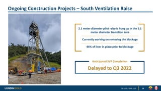 Ongoing Construction Projects – South Ventilation Raise
16
Delayed to Q3 2022
Anticipated SVR Completion
2.1 meter diamete...
