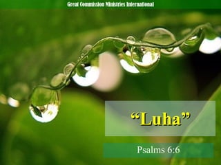 “ Luha” Psalms 6:6 Great Commission Ministries International 