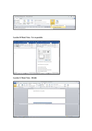 Lección 10 Menú Vista - Ver en paralelo
Lección 11 Menú Vista – Dividir
 