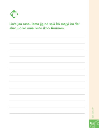 Lia#a jau rasa@ lama jìà në sa@@ kö majyi ira #le#
alia# juö kö mää iku#o iköö Ámiriam.

Jyimata¢ adõ

111

Chinanteco U M3 LA int.indd 111

02/07/12 12:23 p.m.

 
