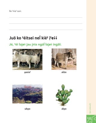 Ile #nia# sa@i.

Juö ko #éitsei neî kíé# ì#&@~
Jé, #éi laj&@ jau jnia ngáî laj&@ ingä¢.

alóo

ukòo

álòo

Jyimata¢ adõ

àasia#

133

Chinanteco U M3 LA int.indd 133

02/07/12 12:23 p.m.

 