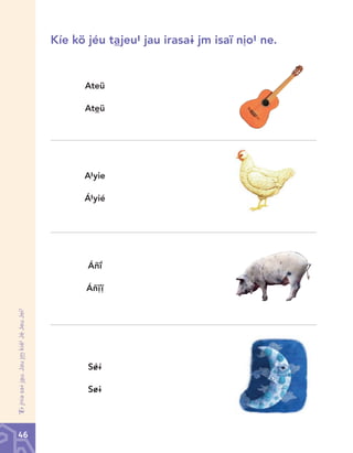 Kíe kö jéu tàjeu# jau irasa@ jm isaï nìo# ne.

Ateü
Atèü

A#yie
Á#yié

Áñî

‘<@ jnia sa@ jàu. Jau j™ kíé# Jé Jeu Jeï#

Áñªª

S}~
S&@

46

Chinanteco U M3 LA int.indd 46

02/07/12 12:22 p.m.

 