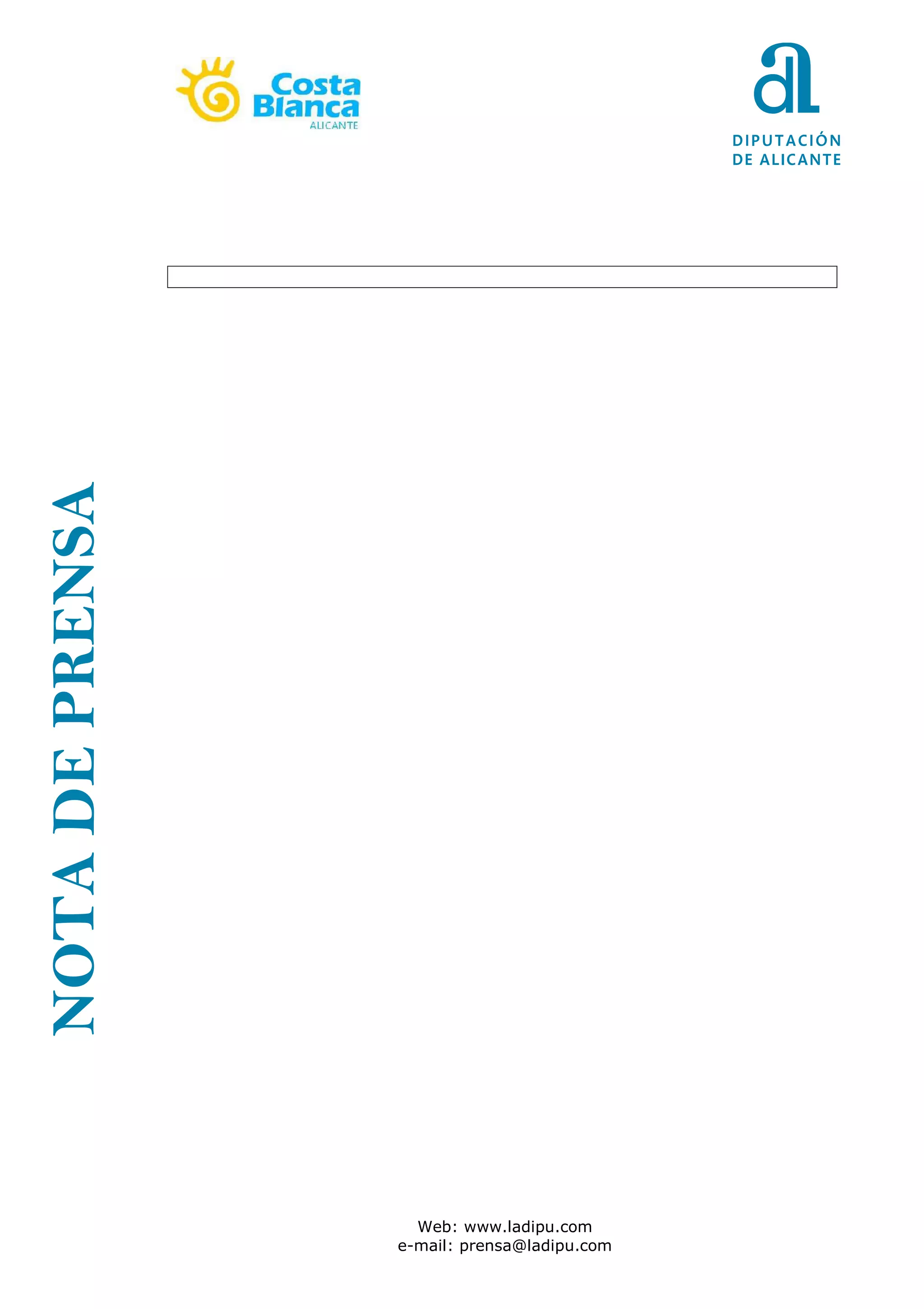 NOTA DE PRENSA




                   Web: www.ladipu.com
                 e-mail: prensa@ladipu.com
 