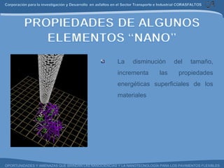 La disminución del tamaño, incrementa las propiedades energéticas superficiales de los materiales 