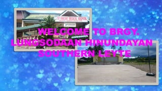 WELCOME TO BRGY.
LUNGSODAAN HINUNDAYAN
SOUTHERN LEYTE
 