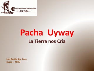 Luis Revilla Sta. Cruz.
Cusco - PERU
Pacha Uyway
La Tierra nos Cría
 