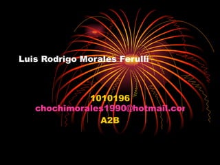 Luis Rodrigo Morales Ferulli 1010196 [email_address] A2B 