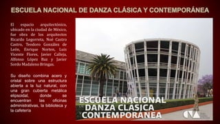 Su diseño combina acero y
cristal sobre una estructura
abierta a la luz natural, con
una gran cubierta metálica
elipsoidal, donde se
encuentran las oficinas
administrativas, la biblioteca y
la cafetería
El espacio arquitectónico,
ubicado en la ciudad de México,
fue obra de los arquitectos
Ricardo Legorreta, Noé Castro
Castro, Teodoro González de
León, Enrique Norten, Luis
Vicente Flores, Javier Calleja,
Alfonso López Baz y Javier
Sordo Madaleno Bringas.
 