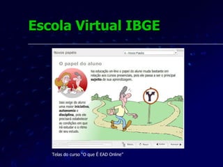 Escola Virtual IBGE Telas do curso “O que É EAD Online” 