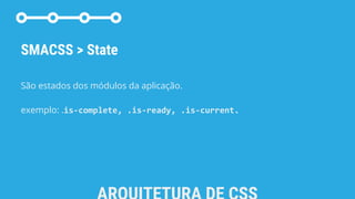 SMACSS > State
São estados dos módulos da aplicação.
exemplo: .is-complete, .is-ready, .is-current.
 