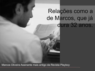 Relaçõescomo a de Marcos, quejádura 32 anos. Marcos Oliveira Assinantemaisantigo da Revista Playboy