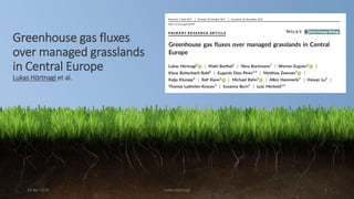 10 Apr 2019 Lukas Hörtnagl 1
Greenhouse gas fluxes
over managed grasslands
in Central Europe
Lukas Hörtnagl et al.
 