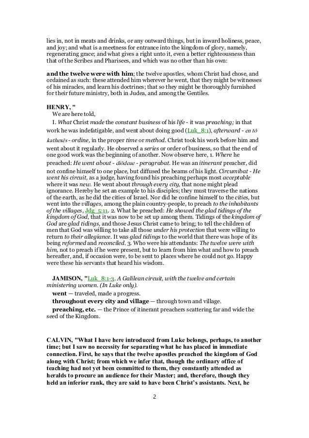 Luke 8 Commentary Luke 8 Commentary