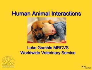 Human Animal Interactions




     Luke Gamble MRCVS
   Worldwide Veterinary Service
 