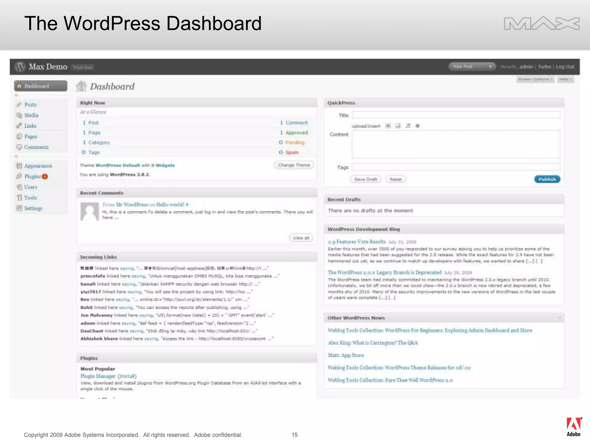 The WordPress Dashboard
