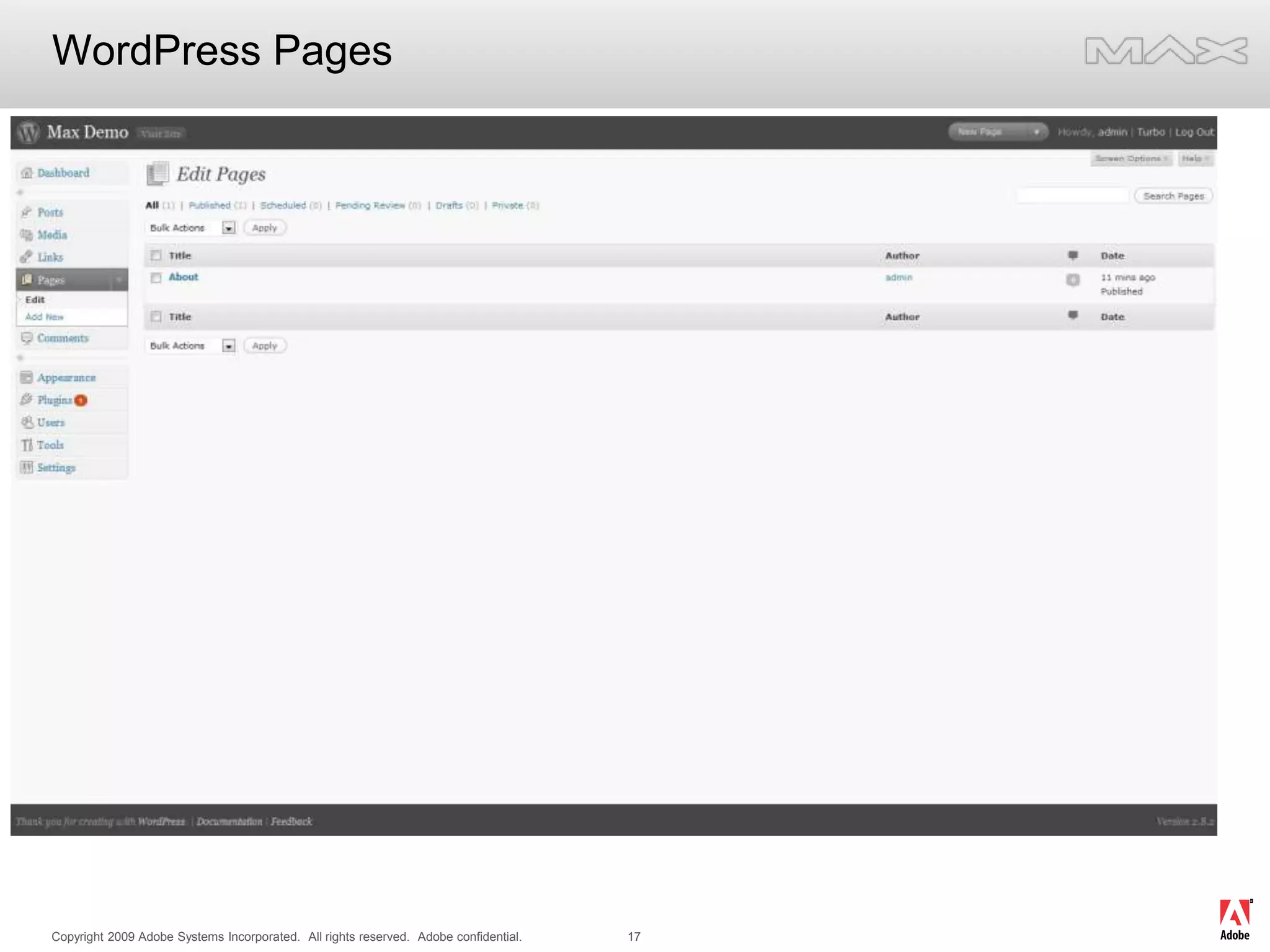 WordPress Pages