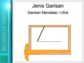 Jenis Garisan
            Garisan Mendatar / Ufuk




          HMS




Animasi
Sebelum
Berikut
Keluar
 