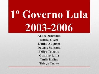 1º Governo Lula
2003-2006
André Machado
Daniel Cuzzi
Danilo Augusto
Dayane Santana
Felipe Teixeira
Gustavo Lima
Tarik Kallas
Thiago Tadao
 