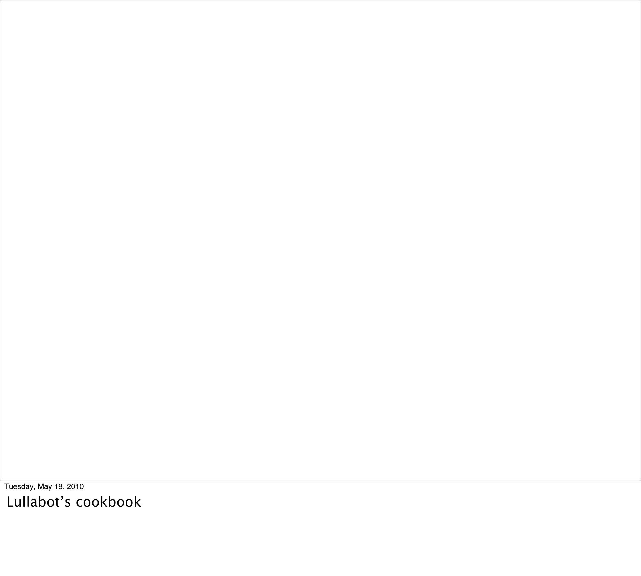 Tuesday, May 18, 2010

Lullabot’s cookbook
 