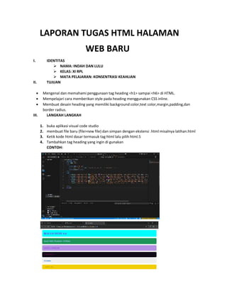 SAYAMEMBUAT TUTORIAL HTML DAN CSS DAN MERANGKUM MATERINYA DI WORD | PDF