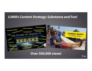 LUMA’s Content Strategy: Substance and Fun!
Over 300,000 views!
 