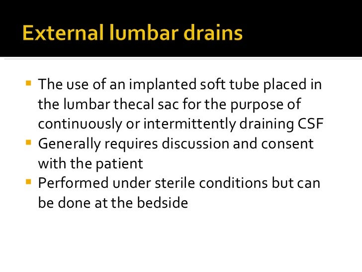 Lumbar drains and taps