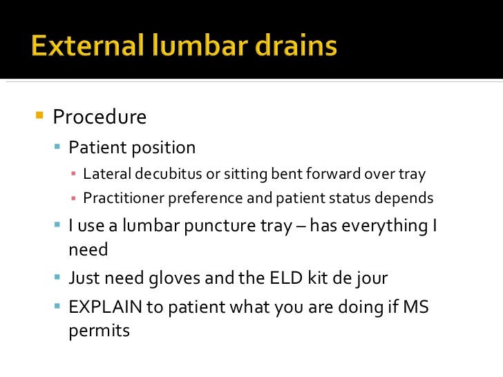 Lumbar drains and taps