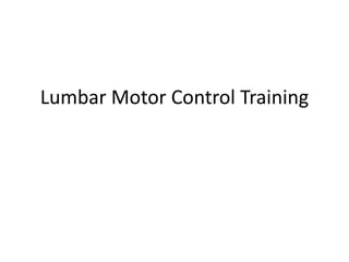 Lumbar Motor Control Training
 