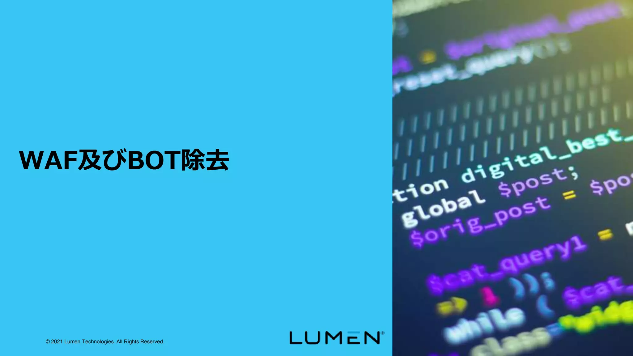 © 2021 Lumen Technologies. All Rights Reserved.
WAF及びBOT除去
 