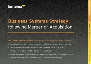 Lumenia Executive Briefing - Business Systems Strategy following Merger or Acquisition