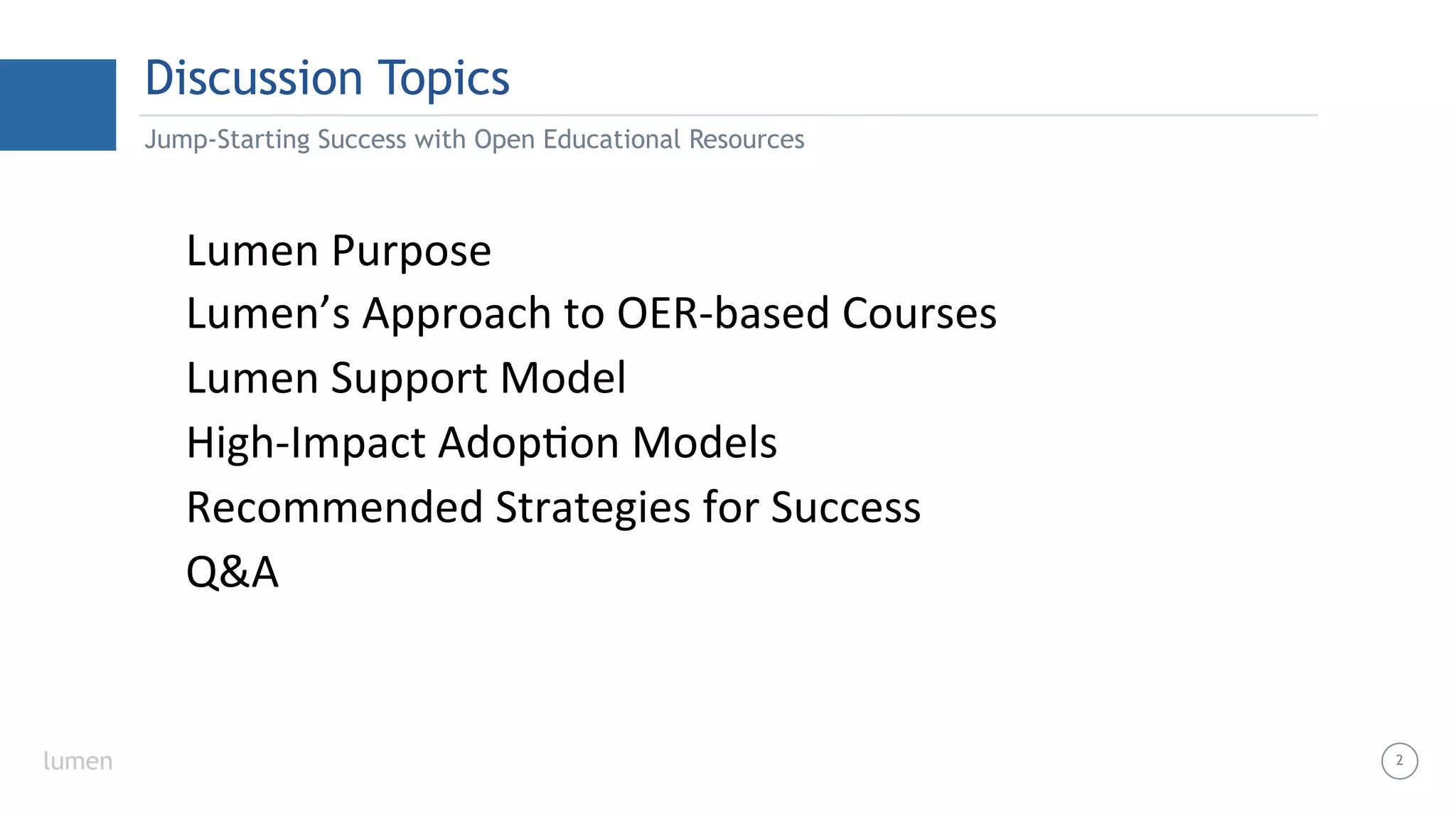 Lumen model jump starting success with oer | PDF